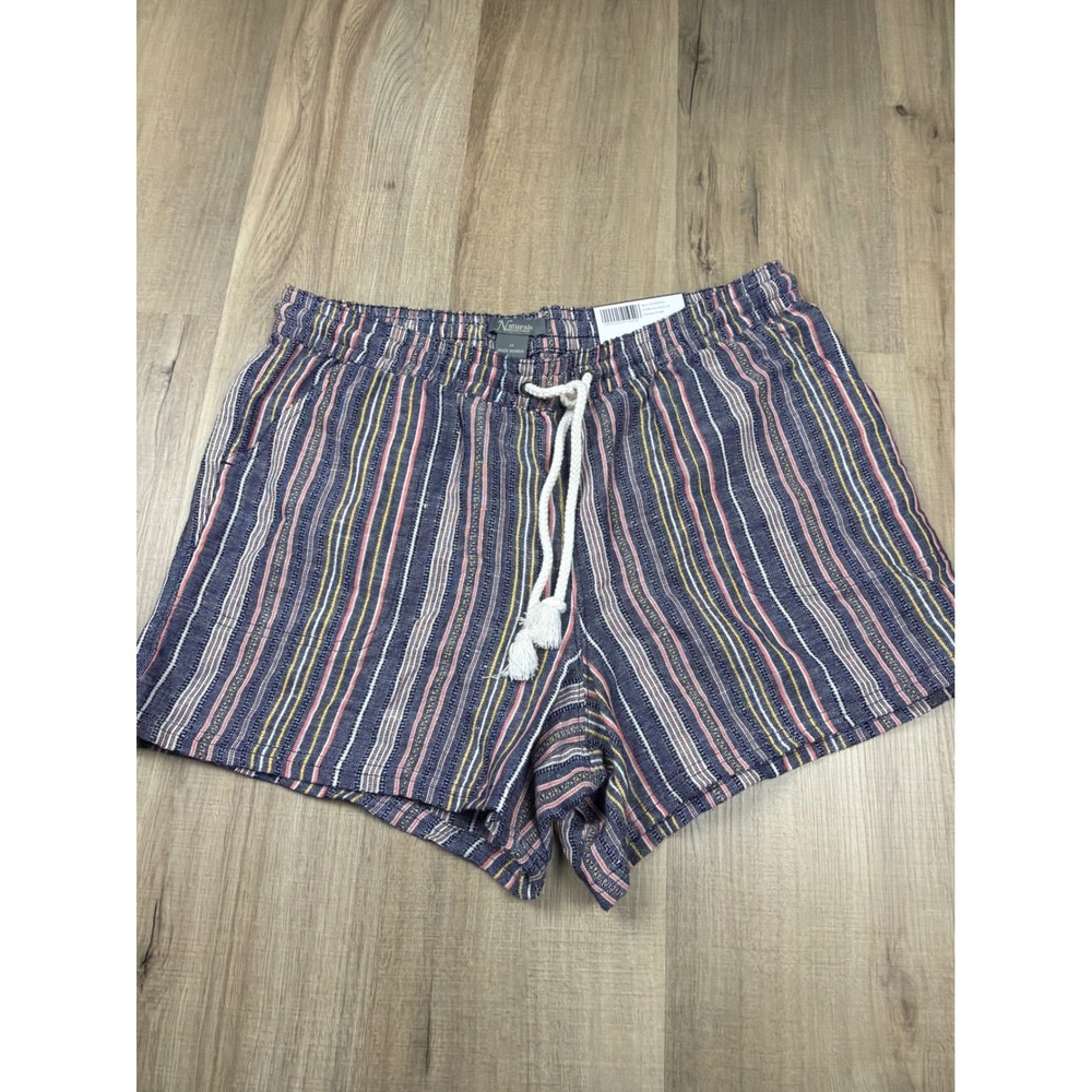 Natural Reflections Womens Striped Linen Blend Shorts Blue Red Yellow Size M NWT